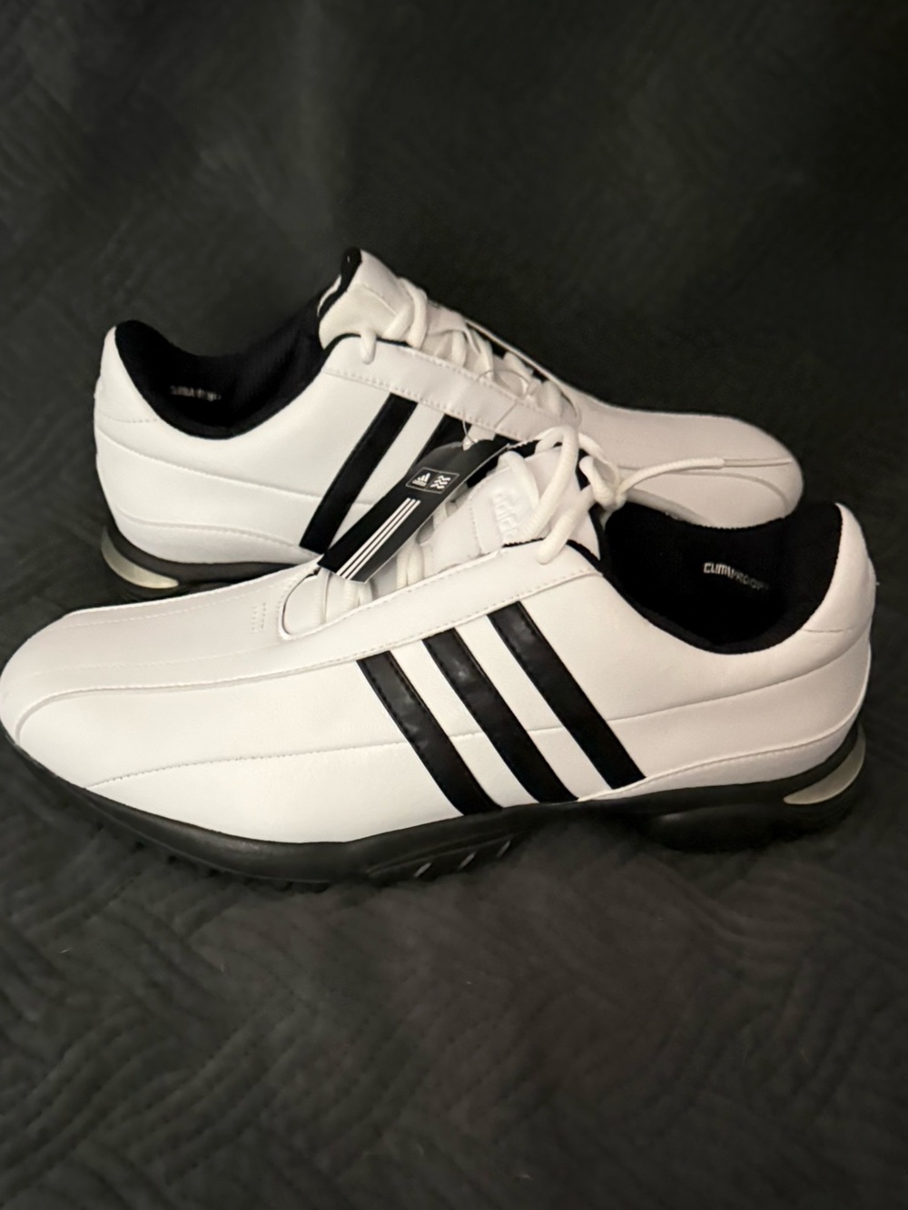 Adidas adiCOMFORT Golf Shoes Men’s 11.5 White Black Climaproof NEW w/ Box